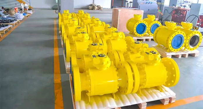 Dövme Çelik A105 Tam Geçişli 12 IN 600LB RF Flanşlı Muylulu Dişli Kutulu Küresel Vana