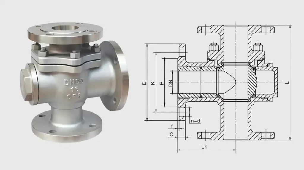 L-shaped three-way ball valve