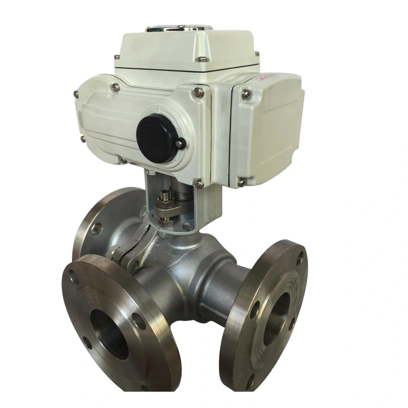 Stainless Steel Flange Motorized 3way Ball Valve