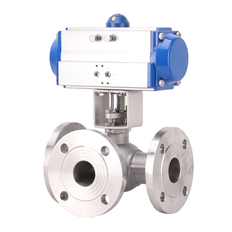 ANSI Stainless Steel Pneumatic 3-way Ball Valve