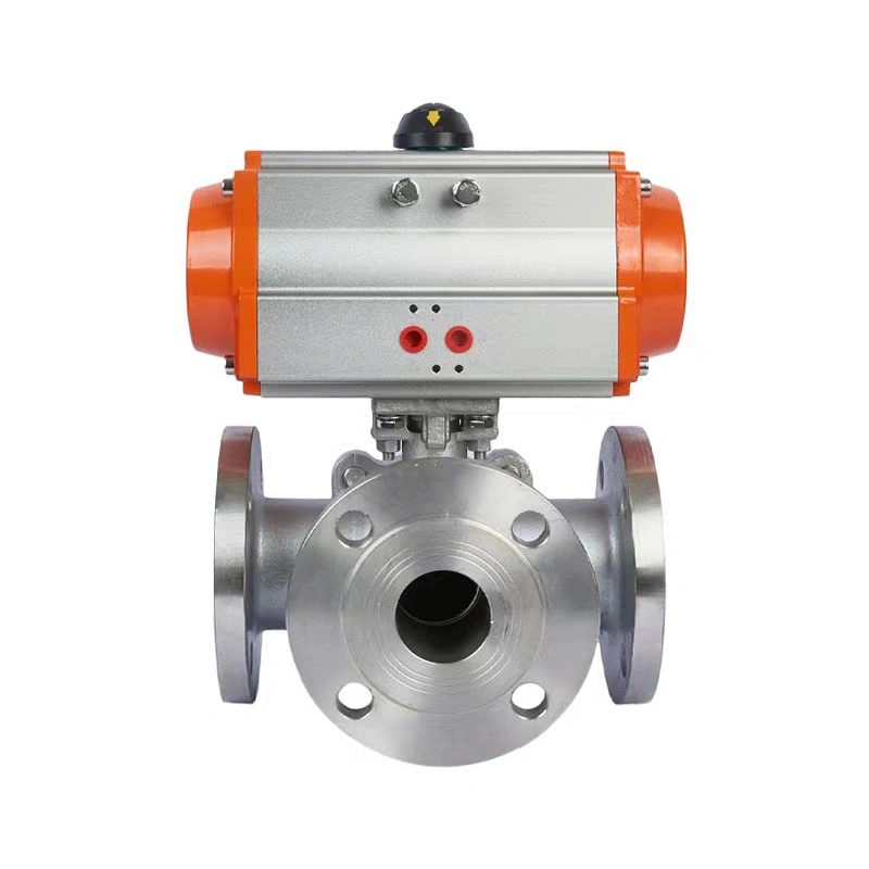 Pneumatic 3 Way Flanged Ball Valve