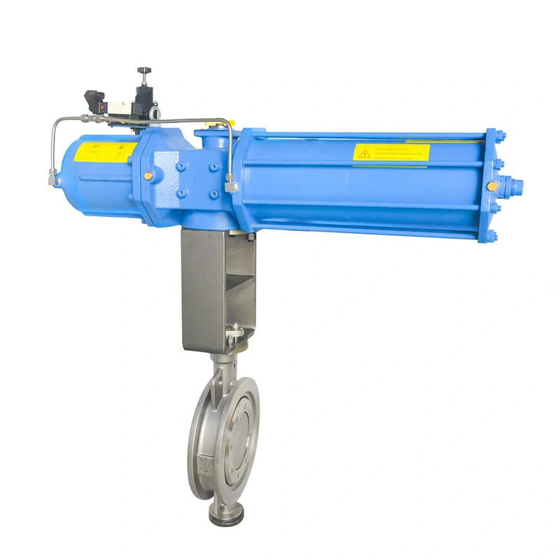 DN250 PN16 CF8 Metal to Metal Seat Flange End High Temperature Pneumatic Triple Offset Butterfly Valves