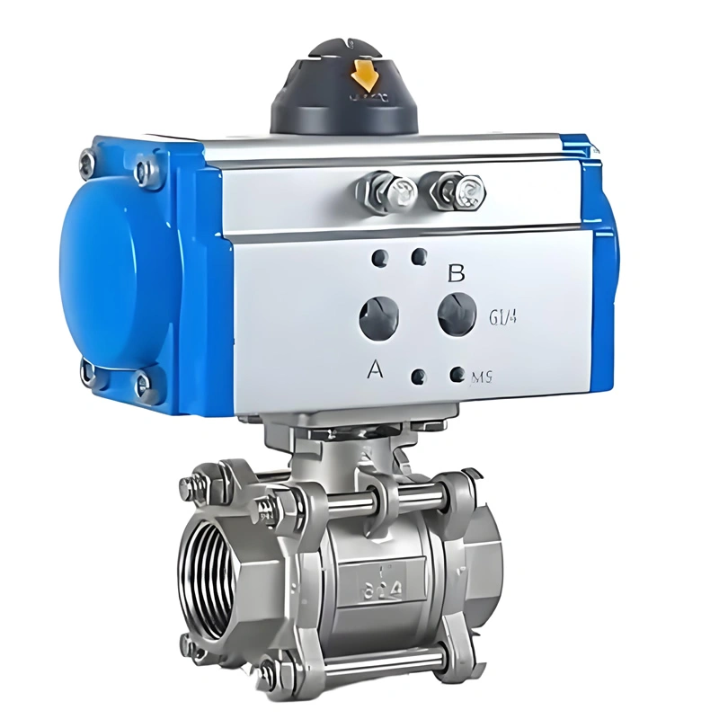 Stainless Steel 3-PC Full Port Pneumatic Internal Thread Ball Valve