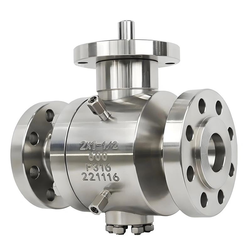 API6D 2PC DN100 600LB Forging Stainless Steel F316L Flange Steel Peek Trunnion Ball Valve