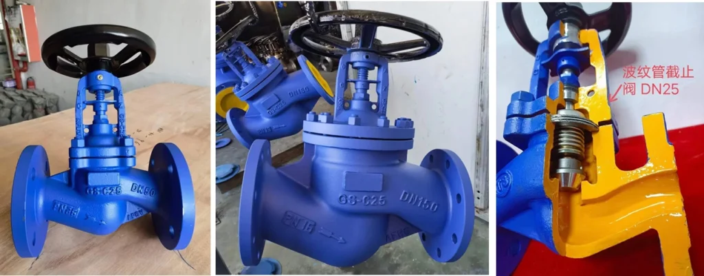 PN40 Wcb Flanged DIN 3356 Standard Bellow Seal Bonnet Globe Valve