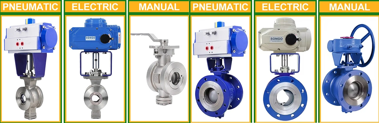 DIN API Actuated CF8M SS304 WCB Manual electric pneumatic Flanged v Port Valve