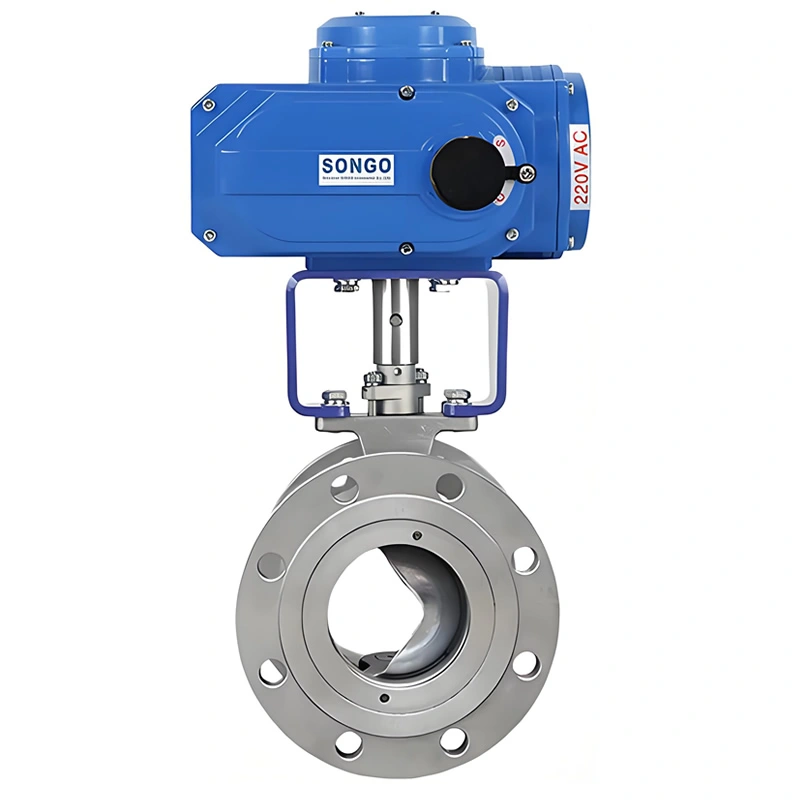 CF8M SS304 WCB Electric Flanged v Port Valve
