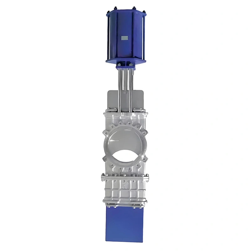 DN50-DN400 PN10/PN16 Pneumatic Through Conduit Knife Gate Valve Applied to Slurry Conveying Pipelines