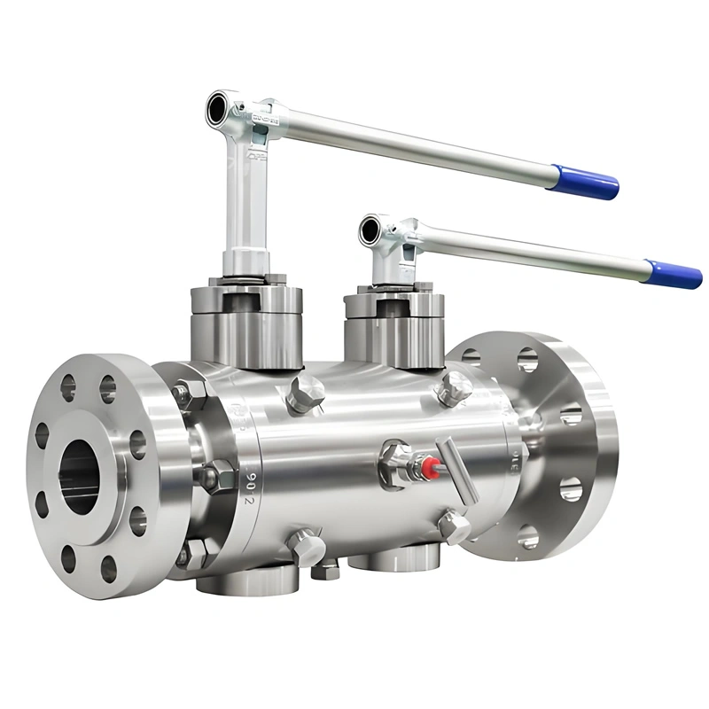 Stainless/Duplex Steel (F304/F316/F51) Flanged Lever/Gear/Pneumatic/Electric Double Block and Bleed (DBB) Ball Valve