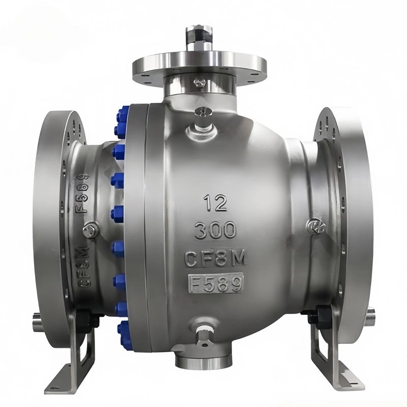 API 6D ANSI CLASS300 CE NACE MR0175 DN300 CF8/CF8M Stainless Steel 2PC Flanged Trunnion Mounted Ball Valve