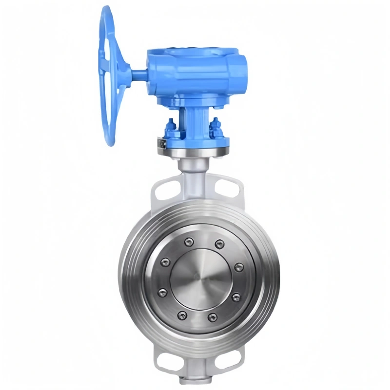 ANSI 150LB Stainless Steel 304 316 JIS 10K Pn10-16 WCB Hard Sealing Worm Wheel Three Eccentric Wafer Butterfly Valve